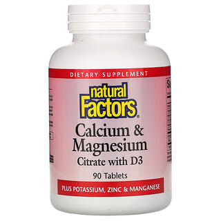 Natural Factors, Citrato de Cálcio e Magnésio com D3, 90 Comprimidos