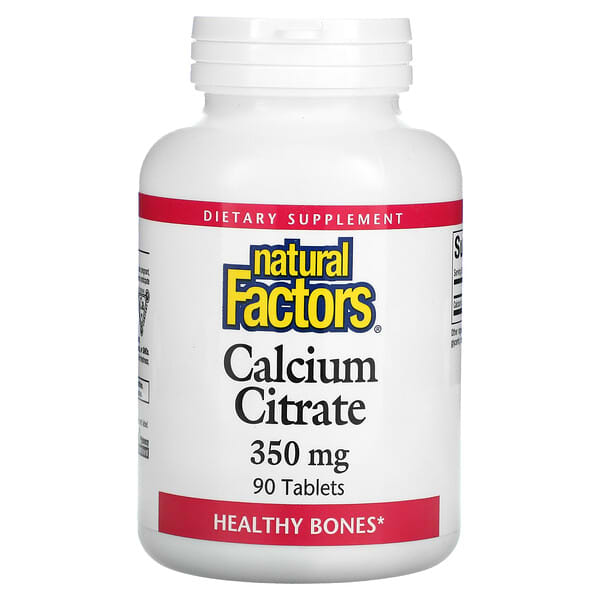 Natural Factors, Citrato de Cálcio, 350 mg, 90 Comprimidos