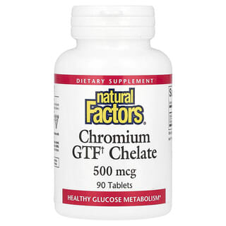 Natural Factors, Quelato de Cromo GTF, 500 mcg, 90 Comprimidos