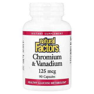Natural Factors, Cromo y vanadio, 125 mcg, 90 cápsulas
