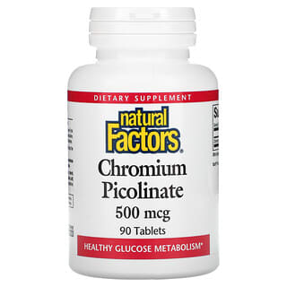 Natural Factors, Picolinato de cromo, 500 mcg, 90 comprimidos
