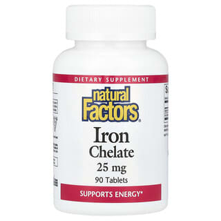 Natural Factors, Quelato de Ferro, 25 mg, 90 tabletes