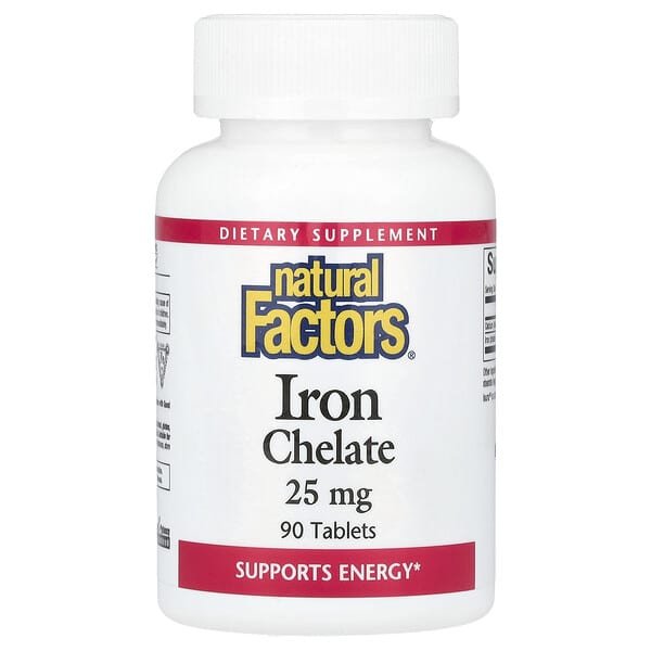 Natural Factors, Iron Chelate, 25 mg, 90 Tablets