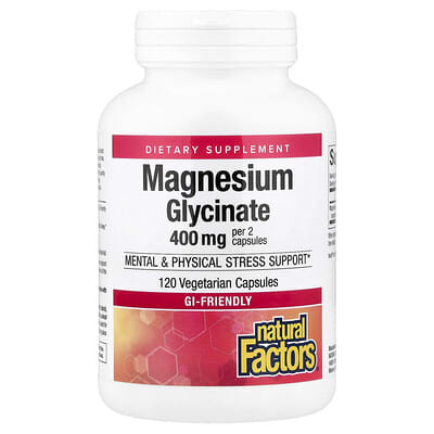 Natural Factors, Magnesium Glycinate, 200 mg, 120 Vegetarian Capsules