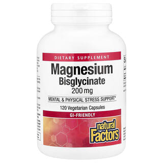 Natural Factors, Magnesium Bisglycinate, 200 mg, 120 Vegetarian Capsules