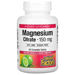 Natural Factors, Magnesium Citrate, Key Lime, 150 mg, 60 Chewable Tablets