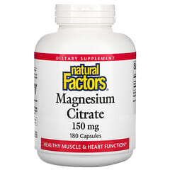 Natural Factors, цитрат магнію, 150 мг, 180 капсул