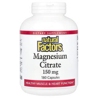 Natural Factors, Citrate de magnésium, 150 mg, 180 capsules