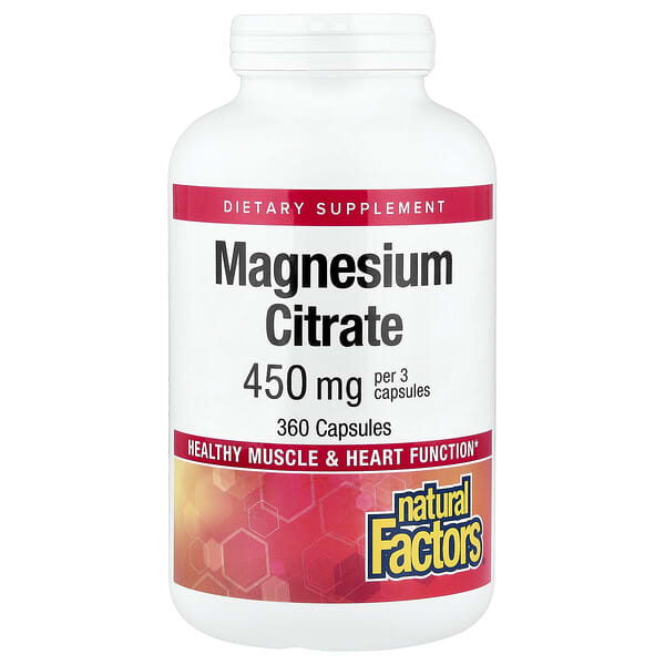 Natural Factors Magnesium Citrate, 360 Capsules (150 mg Per capsule)