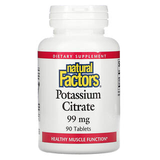 Natural Factors, Citrate de potassium, 99 mg, 90 comprimés