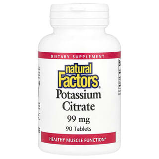 Natural Factors, Citrate de potassium, 99 mg, 90 comprimés