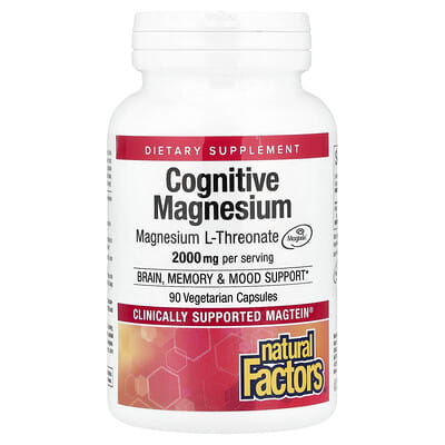 Natural Factors, Cognitive Magnesium, 90 Vegetarian Capsules (48 mg per Capsule)