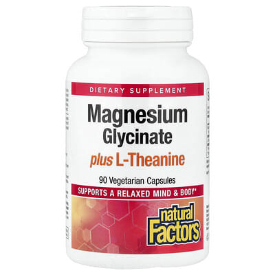 Natural Factors, Magnesium Glycinate + L-Theanine, 90 Vegetarian Capsules