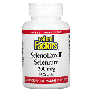 Natural Factors, SelenoExcell، سيلينيوم، 200 مكجم، 90 كبسولة