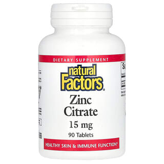 Natural Factors, Citrato de Zinco, 15 mg, 90 Comprimidos