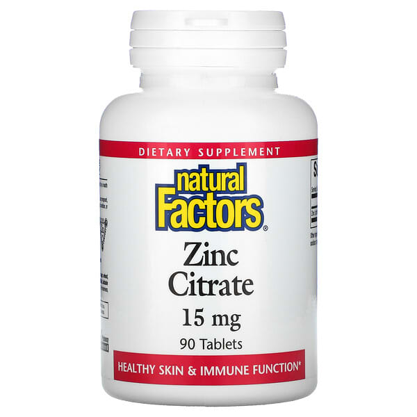 Natural Factors, Citrate de zinc, 15 mg, 90 comprimés