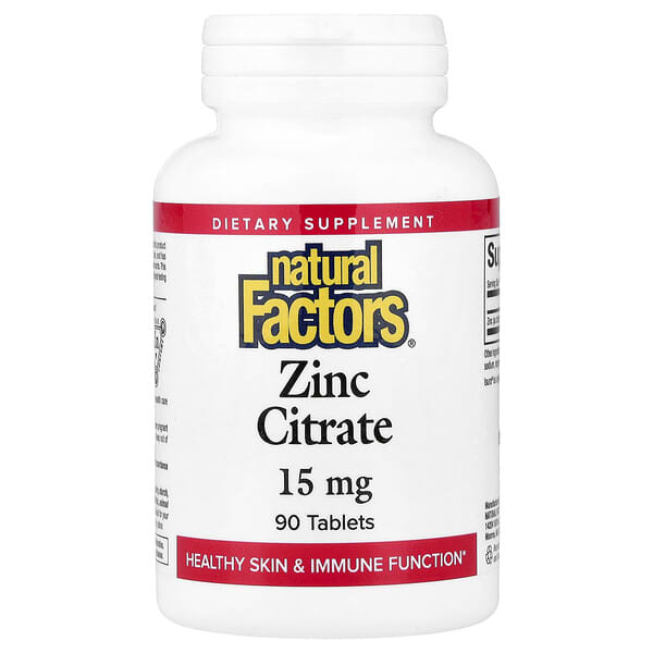 Natural Factors, цитрат цинку, 15 мг, 90 таблеток
