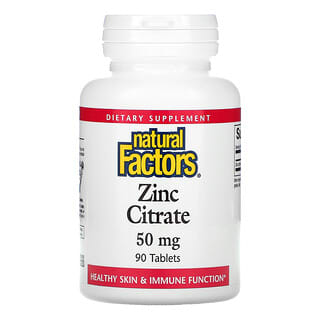Natural Factors, Citrate de zinc, 50 mg, 90 comprimés
