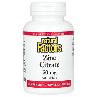 Natural Factors, Citrato de zinc, 50 mg, 90 comprimidos