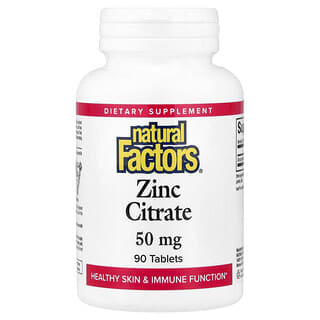 Natural Factors, Citrato de Zinco, 50 mg, 90 Comprimidos