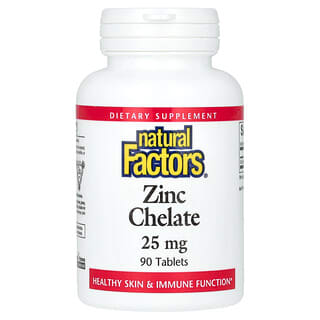 Natural Factors, Chélate de zinc, 25 mg, 90 comprimés