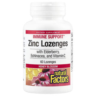 Natural Factors, Zinc Lonzenges, With Elderberry, Echinacea & Vitamin C, Honey Blossom, 60 Lozenges