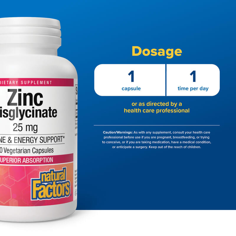 Bisglicinato de zinc, 25 mg, 60 cápsulas vegetales