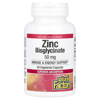 Natural Factors, Bisglycinate de zinc, 50 mg, 60 capsules végétariennes