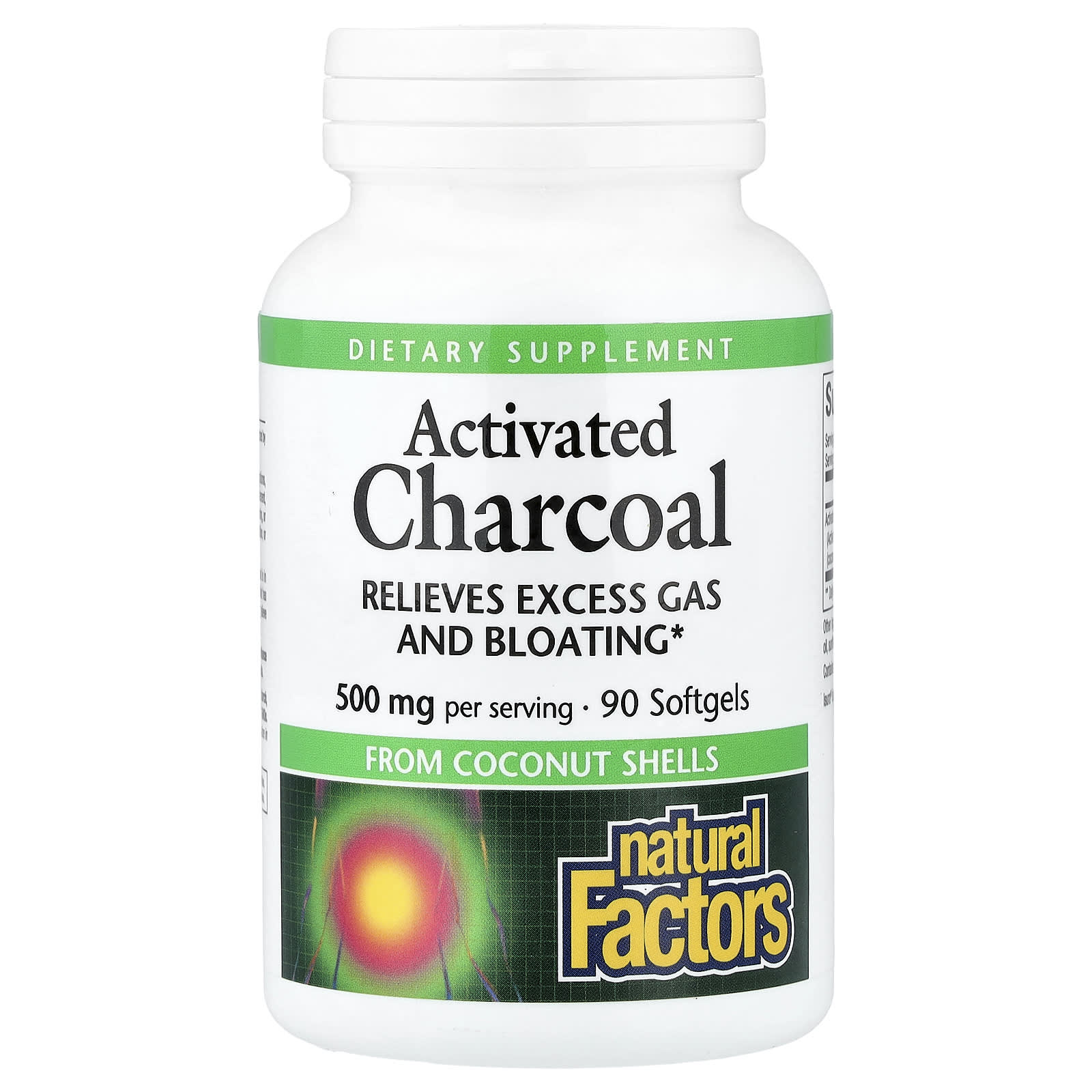 Carbón vegetal activado, 90 cápsulas blandas (250 mg por cápsula