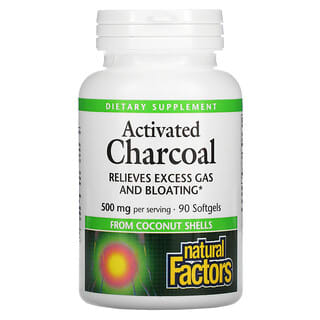Natural Factors, Активированный уголь, 250 мг, 90 мягких таблеток