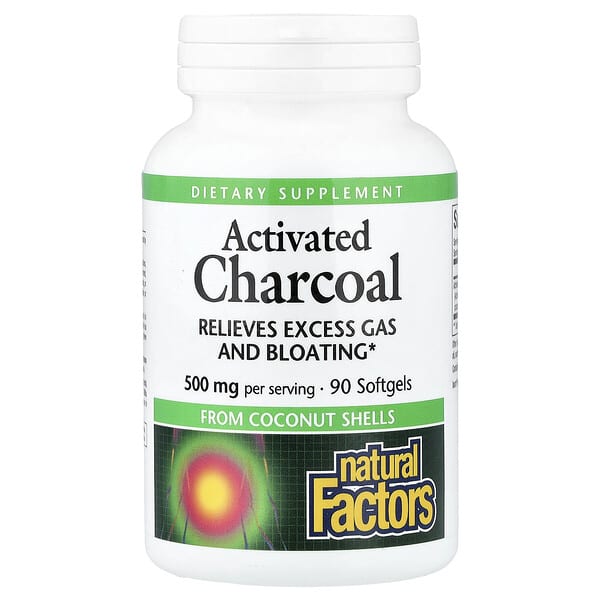 Natural Factors, Activated Charcoal, 90 Softgels (250 mg per Softgel) — product photo 1