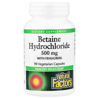 Natural Factors, Betaine Hydrochloride with Fenugreek, 90 Vegetarian Capsules
