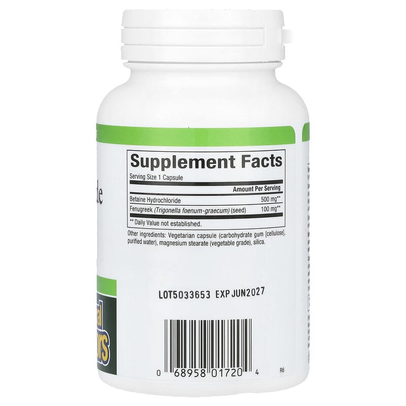 Natural Factors Betaine Hydrochloride -- 500 Mg - 90 Vegetarian Capsules - View #3
