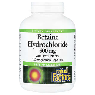 Natural Factors, Betaine Hydrochloride with Fenugreek, 180 Vegetarian Capsules