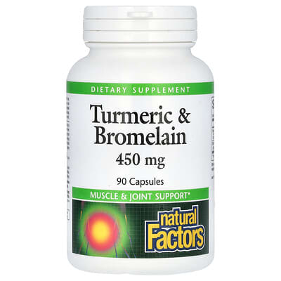 Natural Factors, Turmeric and Bromelain, 450 mg, 90 Capsules