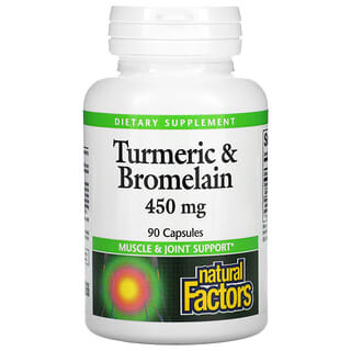 Natural Factors, Curcuma et bromélaïne, 450 mg, 90 capsules