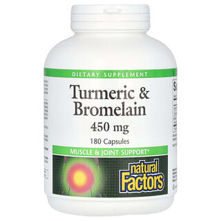 Natural Factors, Curcuma et bromélaïne, 450 mg, 180 capsules