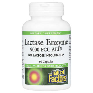 Natural Factors, Enzima Lactase, 9.000 FCC ALU, 60 Cápsulas
