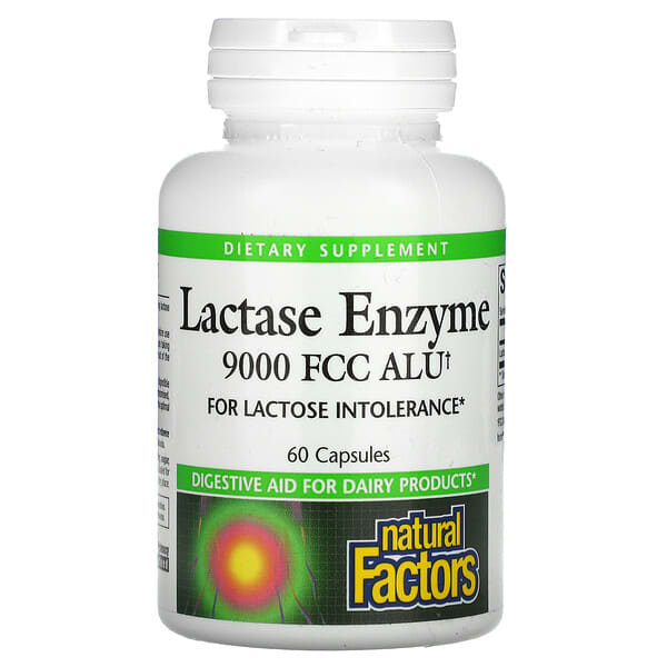 Natural Factors, Enzima Lactase, 9.000 FCC ALU, 60 Cápsulas