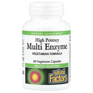 Natural Factors, Vysoce účinný multi enzym, 60 vegetariánských kapslí