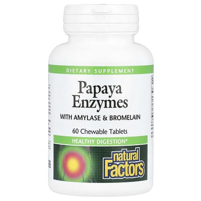 Natural Factors, Papain Enzyme with Amylase and Bromelain, 60 Chewable Tablets