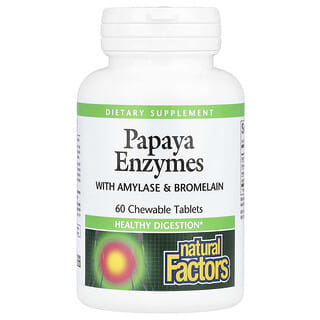 Natural Factors, Enzimas de la papaya con amilasa y bromelaína, 60 comprimidos masticables