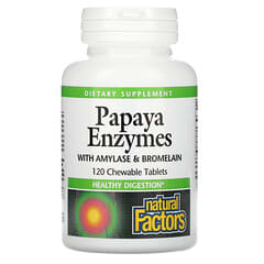 Natural Factors, ферменты папайи с амилазой и бромелаином, 120 жевательных таблеток