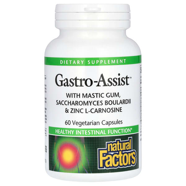 Natural Factors, Gastro-Assist，含乳香膠、布拉酵母菌和左旋肌肽鋅，60 粒素食膠囊