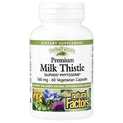 Natural Factors, Herbal Factors®, Premium Milk Thistle, 160 mg, 60 Vegetarian Capsules