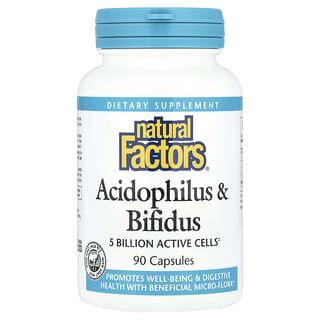 Natural Factors, Acidophilus et bifidus, 5 milliards, 90 capsules