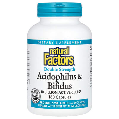 Natural Factors, Lactobacillus & Bifidobacterium, 10 Billion, 180 Capsules