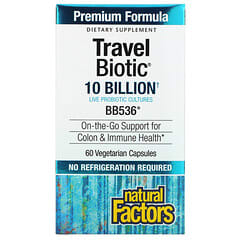 Natural Factors, Travel Biotic, BB536, 10 Billion, 60 Vegetarian Capsules