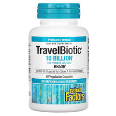 Natural Factors, Travel Biotic, BB536, 10 Billion, 60 Vegetarian Capsules