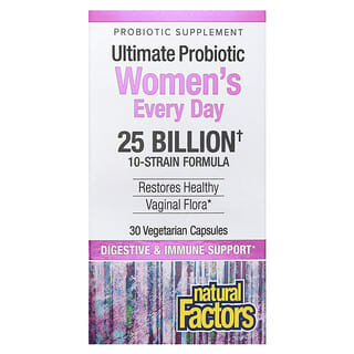 ناتورال فاكتورز‏, بروبيوتيك Ultimate Probiotic للنساء كل يوم ، 25 مليار ، 30 كبسولة نباتية